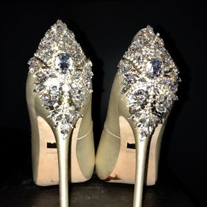 Badgley Mischka Peep Toe Bridal Shoe